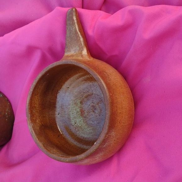 Glazed Pottery and Antique Copper Mug - Picture 2 of 5
